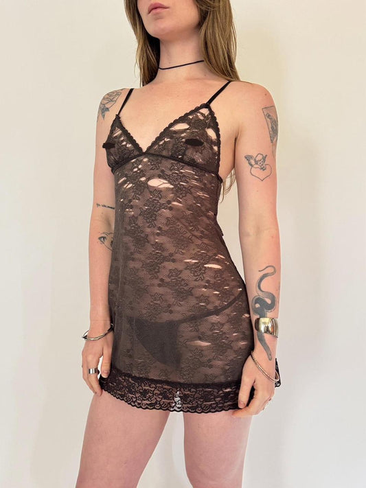 vintage distressed lace babydoll cami