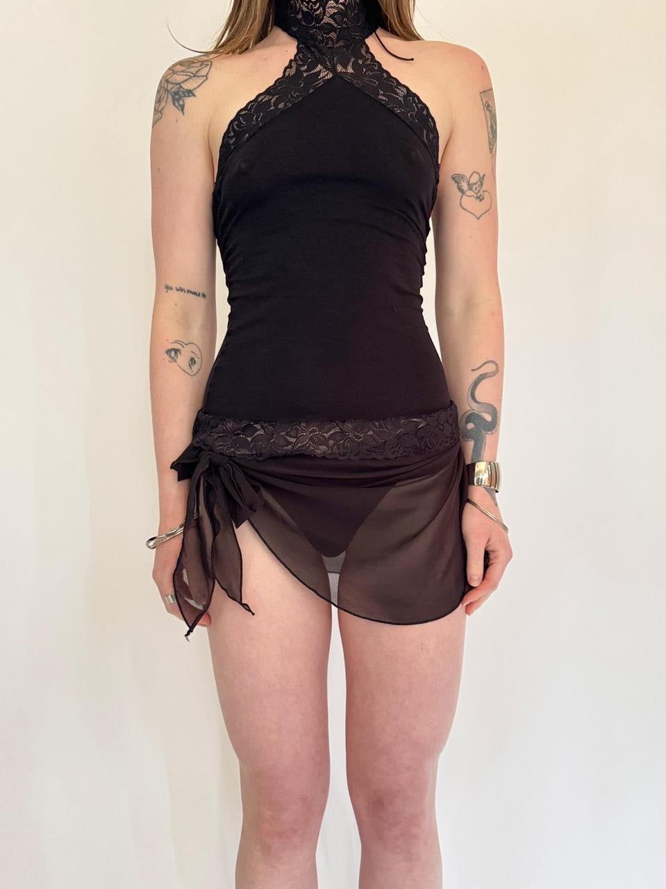 vintage sheer mesh mini skirt