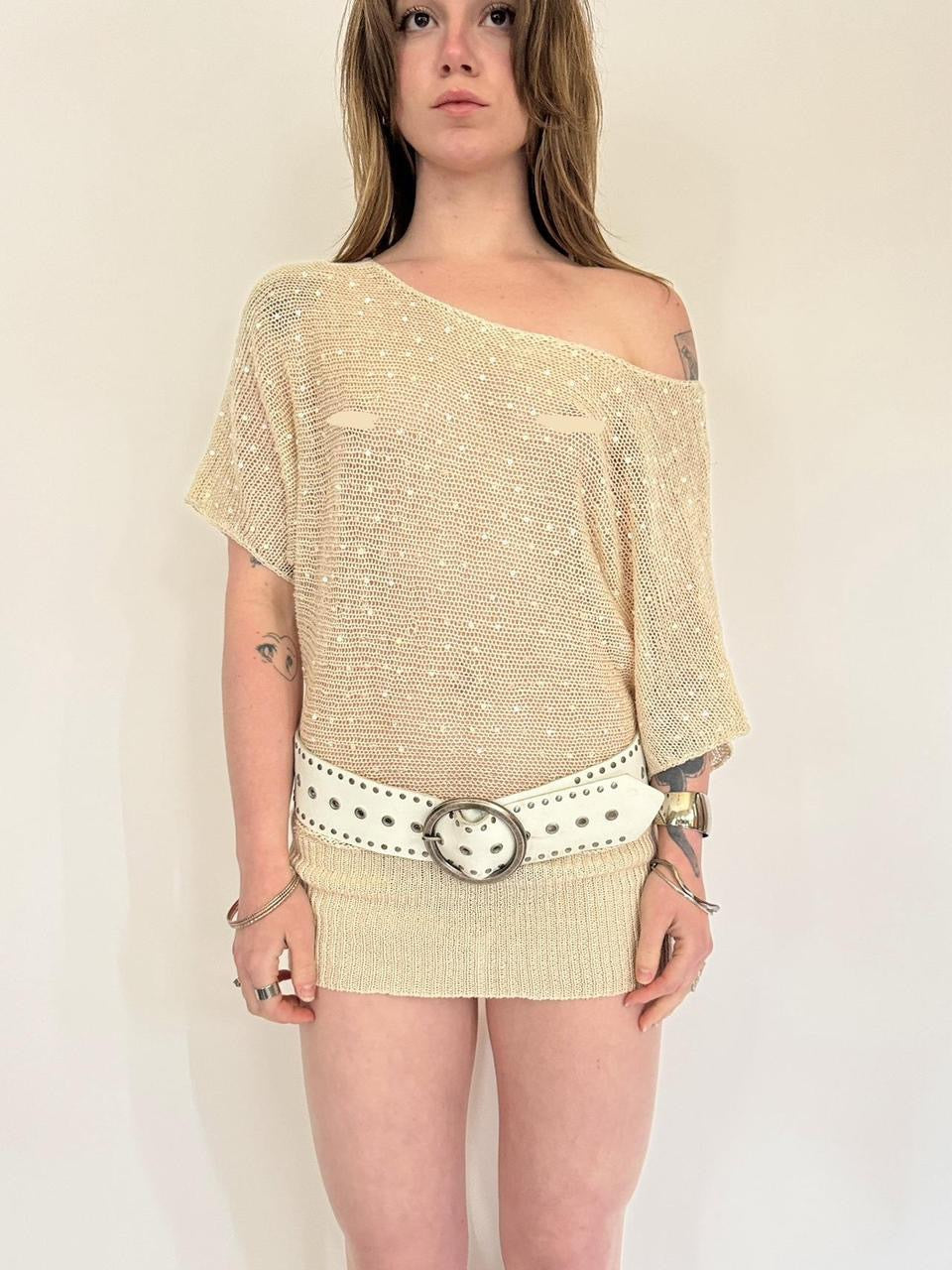 vintage slouchy off the shoulder sweater