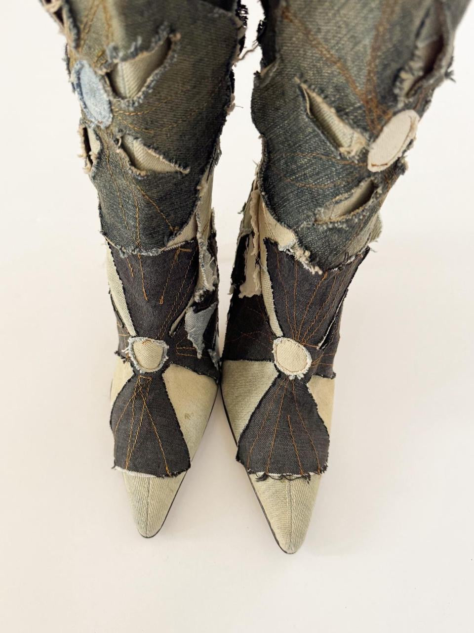 vintage miss sixty patchwork boots