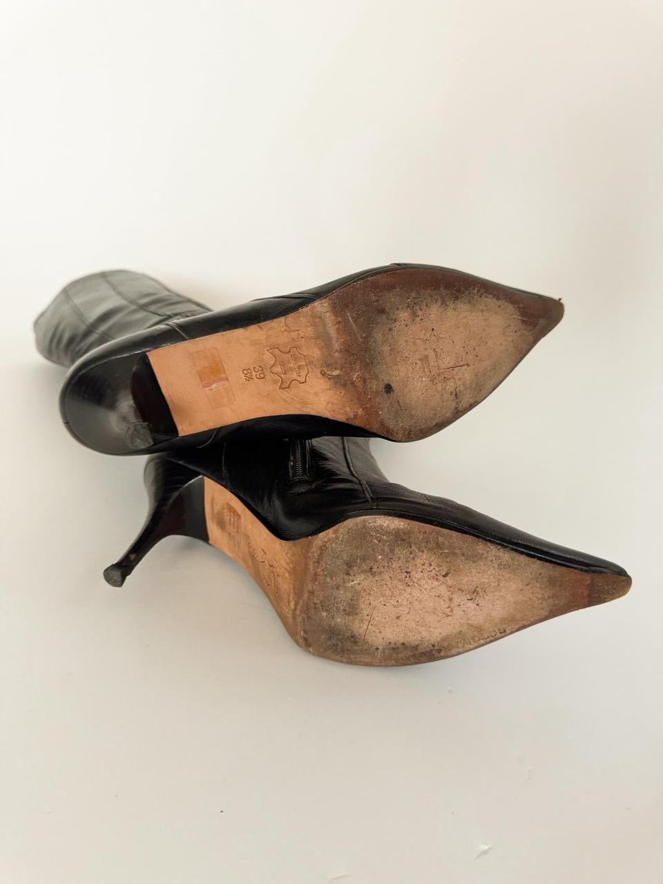 vintage leather heeled boots
