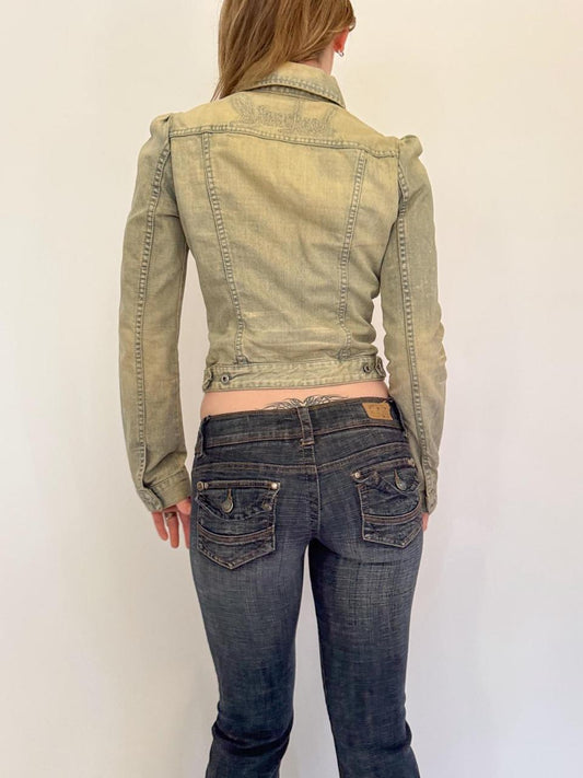 vintage diesel denim moto jacket