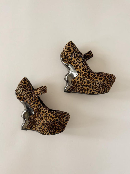 vintage cheetah chrome wedges