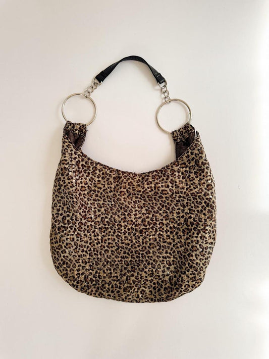 vintage cheetah slouchy tote bag