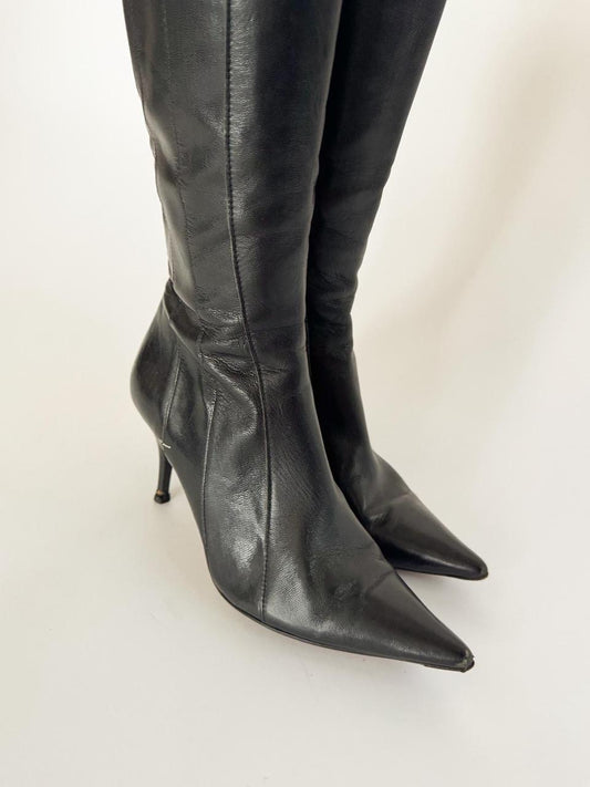 vintage leather heeled boots