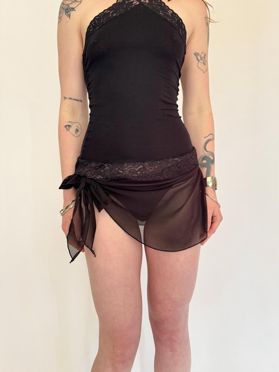vintage sheer mesh mini skirt