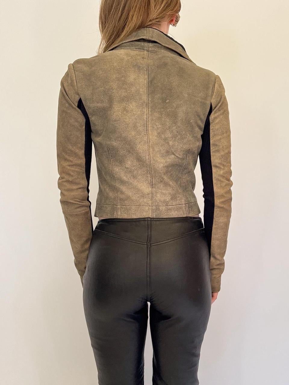 vintage asymmetrical leather moto jacket