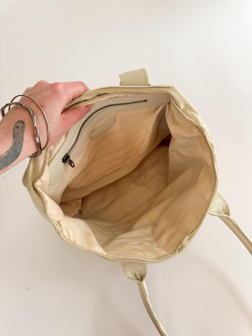 vintage diesel leather tote bag