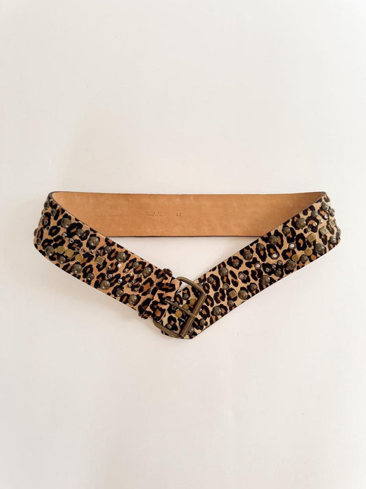 vintage cheetah calf hair belt