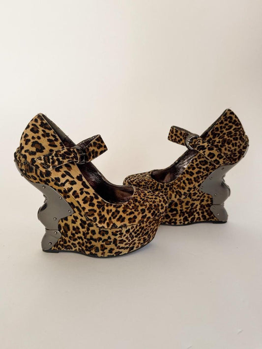 vintage cheetah chrome wedges