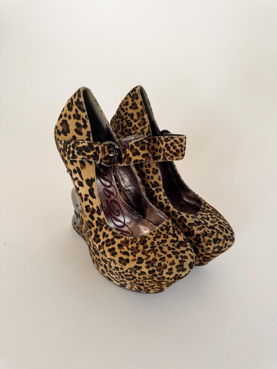 vintage cheetah chrome wedges