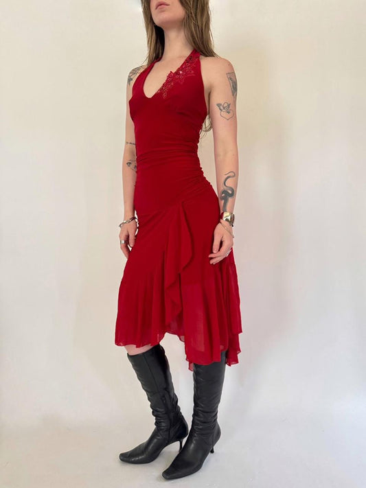 vintage halter beaded dress
