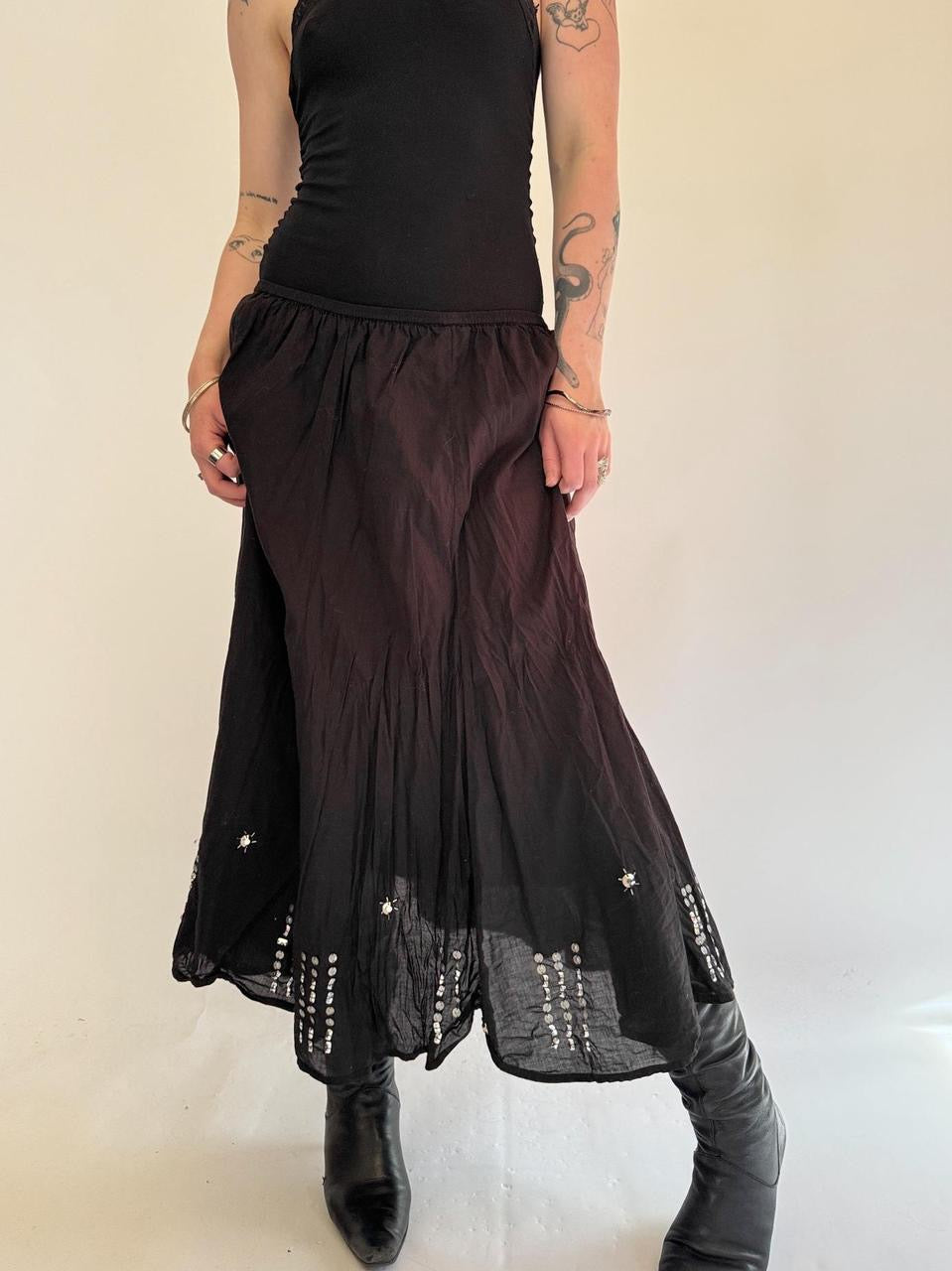 vintage studded midi skirt