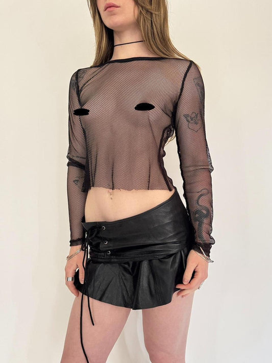 vintage fishnet mesh rave top