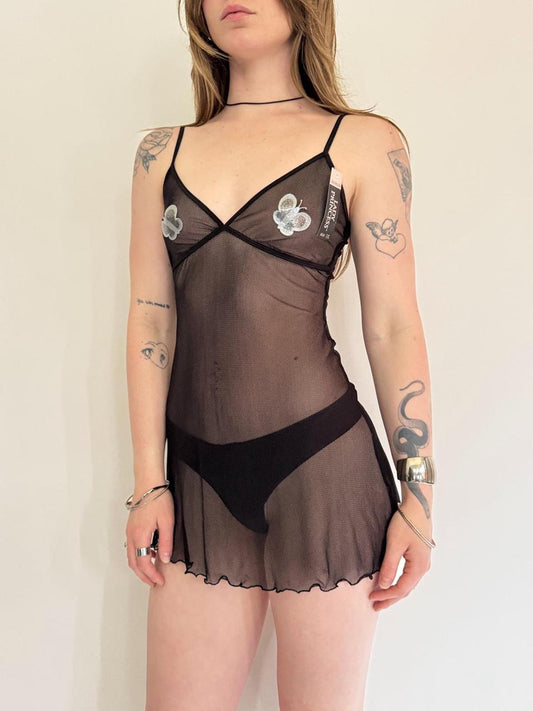 vintage deadstock micro mesh mini dress