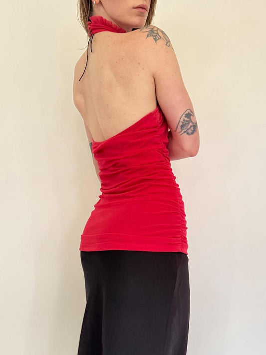 vintage ruffled halter top