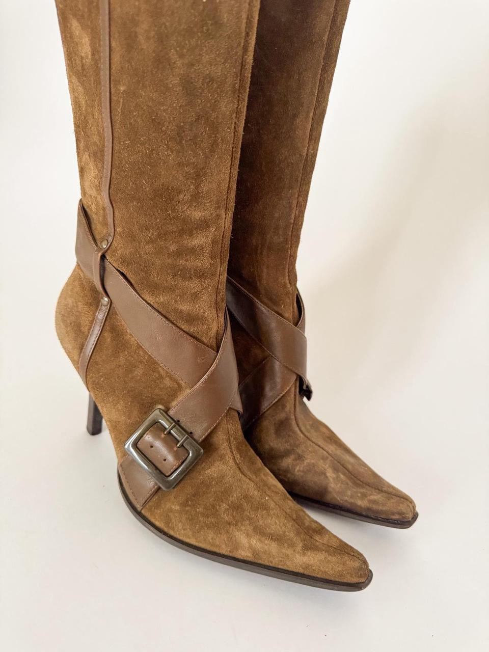 vintage suede kitten heel boots