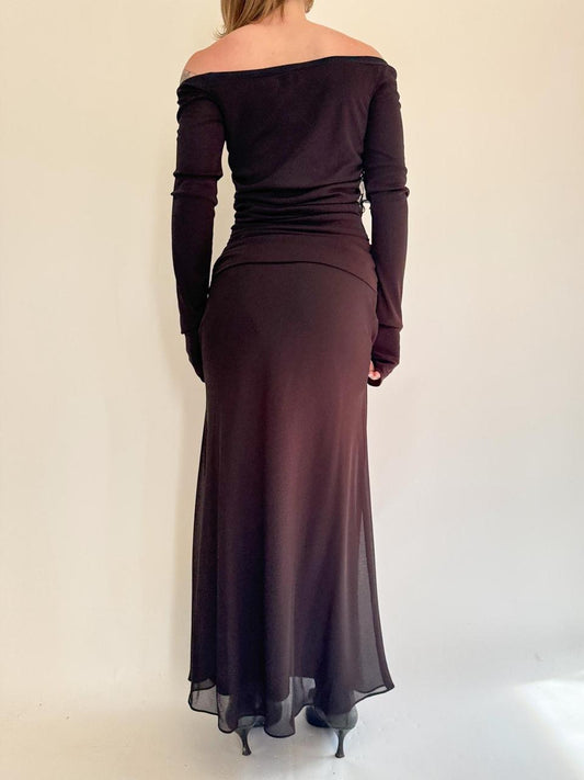 vintage ruffled maxi skirt