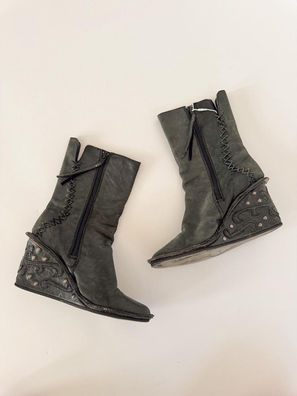 vintage diesel studded wedge boots