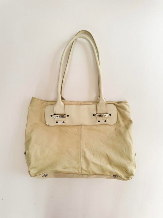 vintage diesel leather tote bag