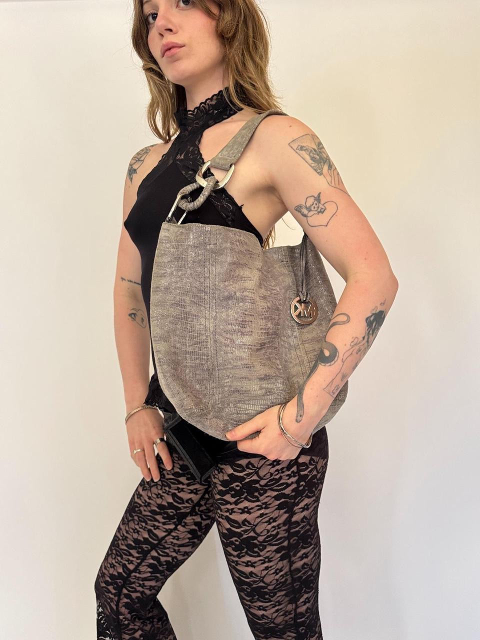 vintage leather snakeskin shoulder bag