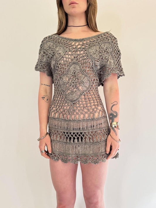 vintage mini crochet dress