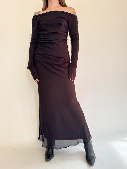 vintage ruffled maxi skirt