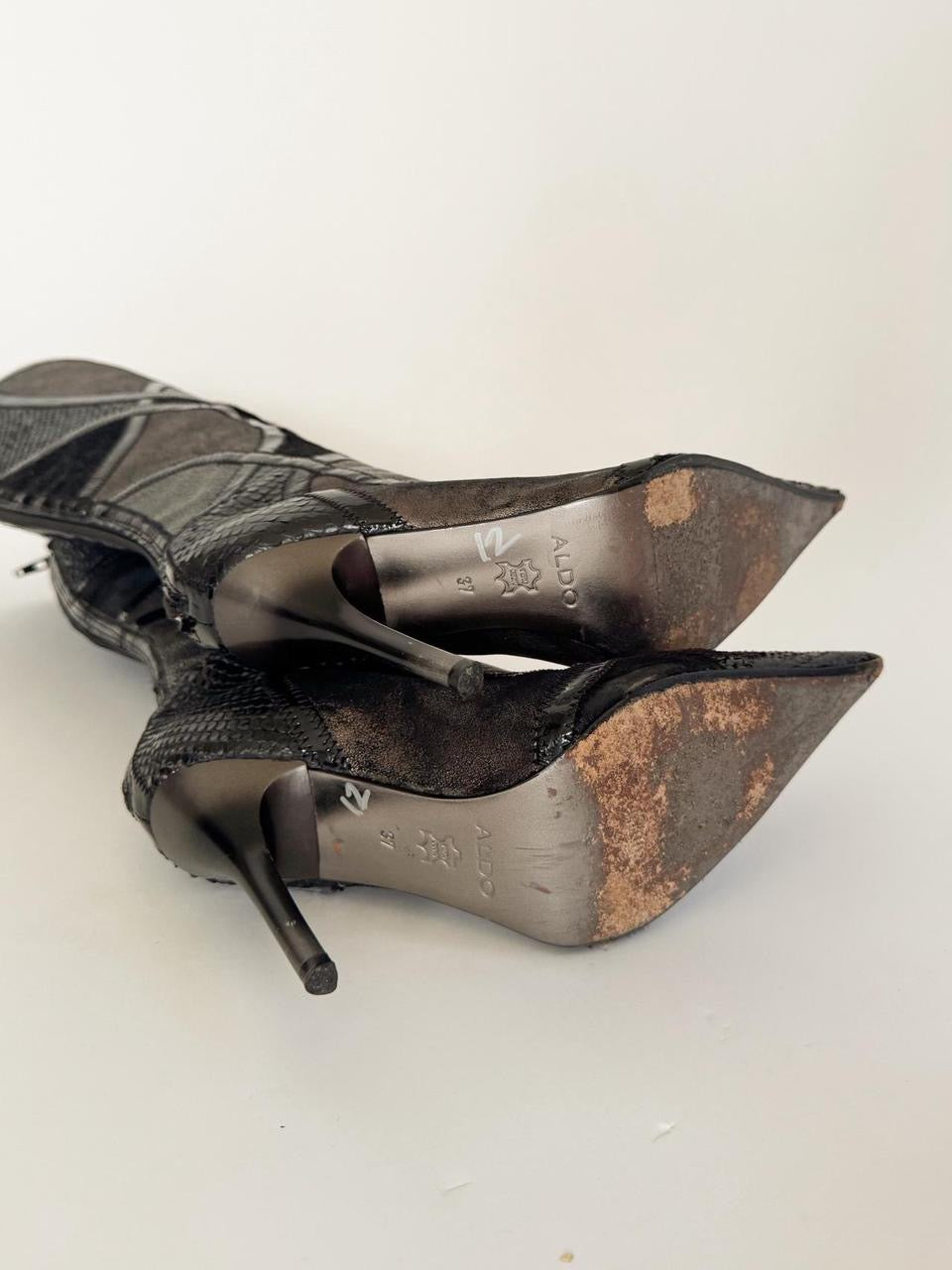 vintage patchwork leather boots