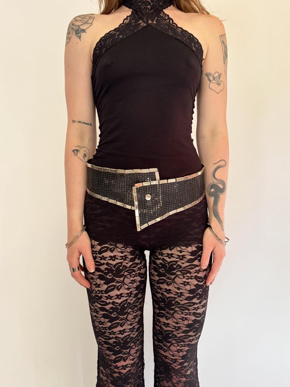 vintage mesh asymmetrical belt