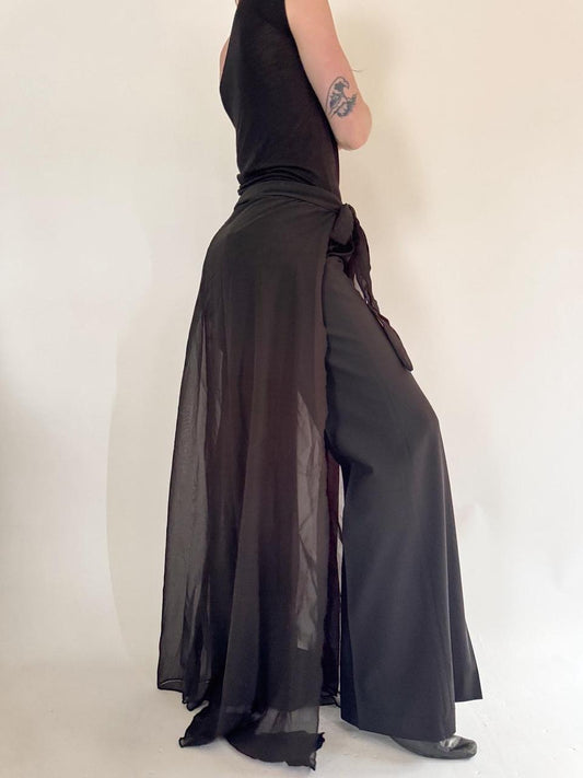 vintage black maxi wrap skirt