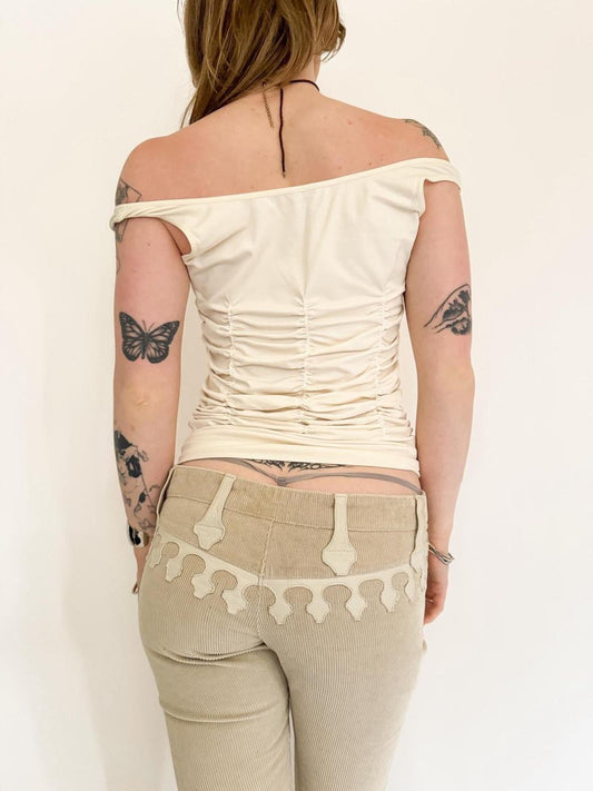 vintage cream ruched tank