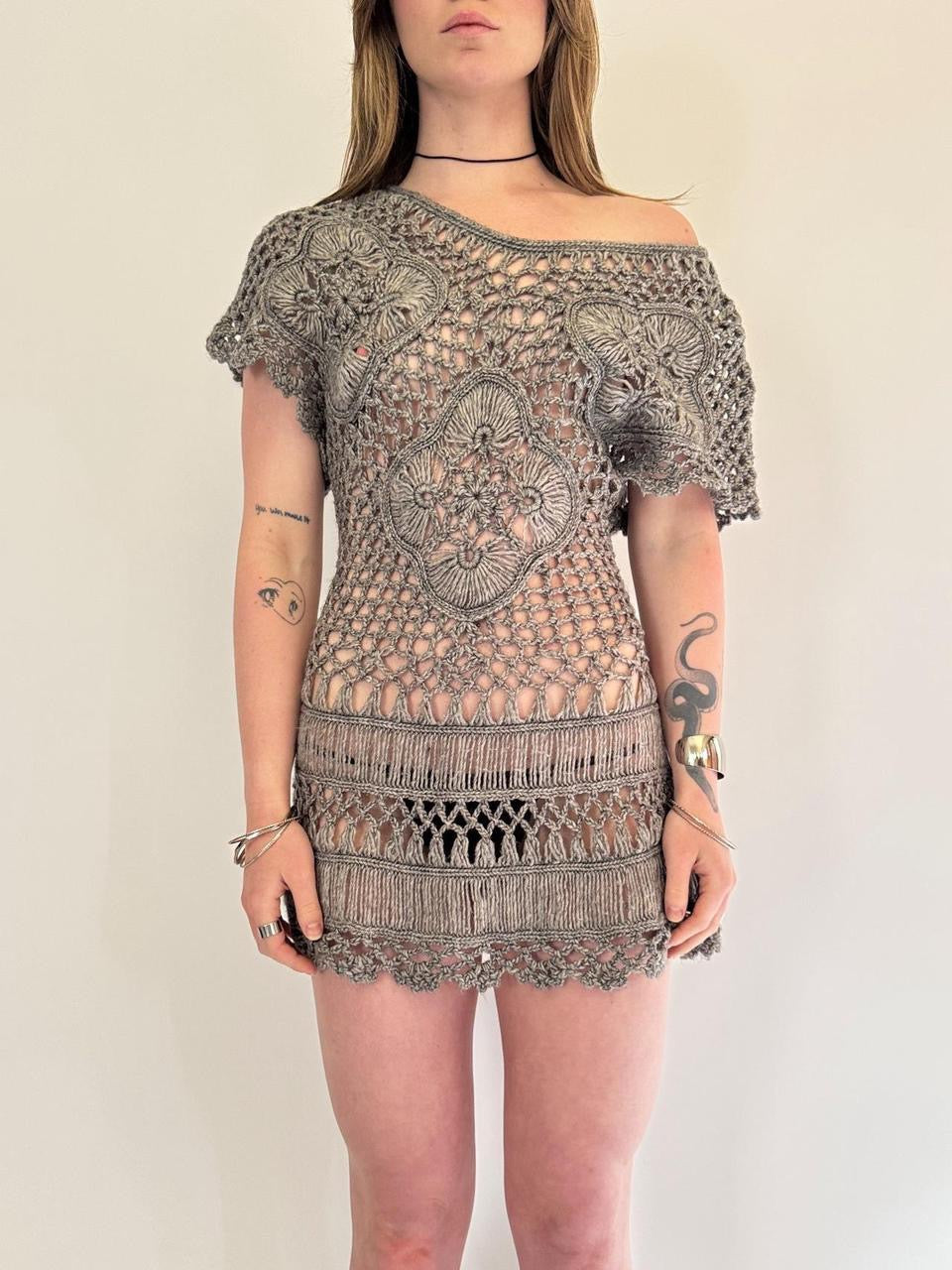 vintage mini crochet dress