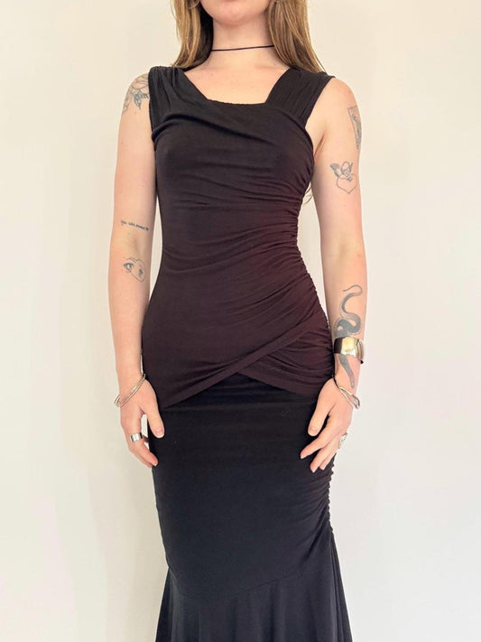 vintage asymmetrical ruched tank top