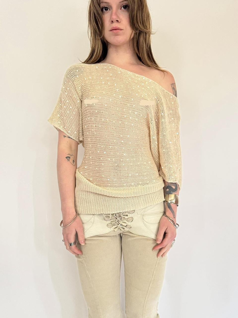 vintage slouchy off the shoulder sweater