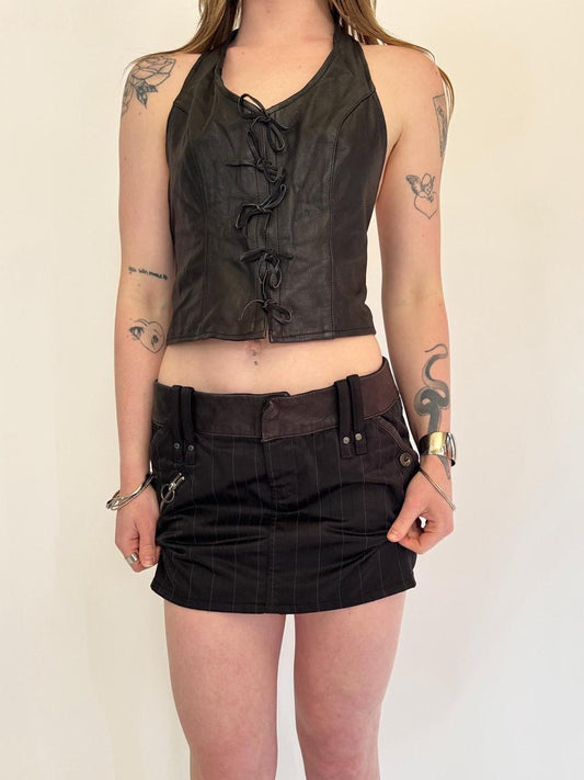 vintage diesel leather micro mini skirt