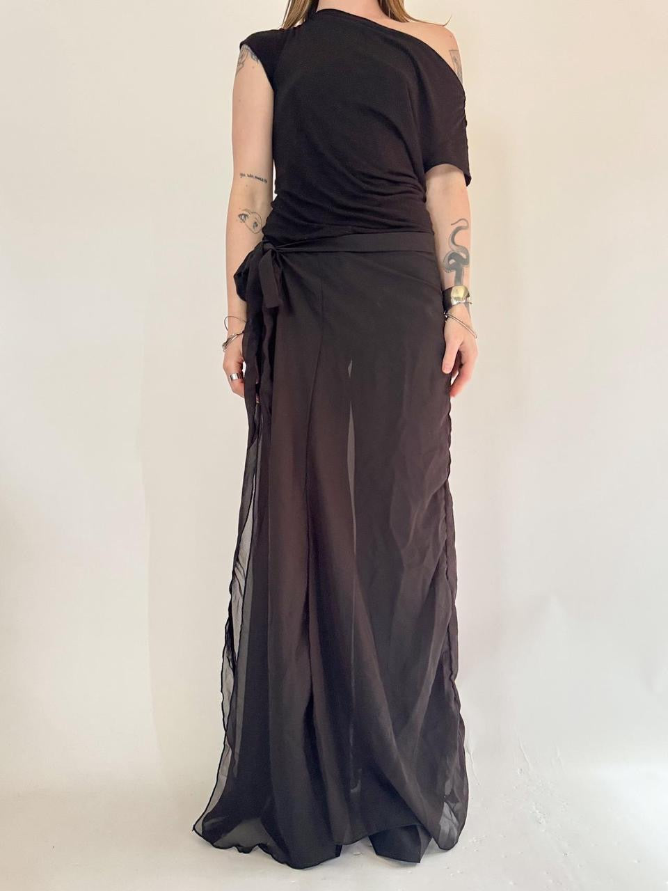 vintage black maxi wrap skirt