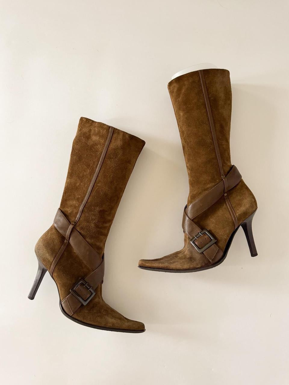 vintage suede kitten heel boots