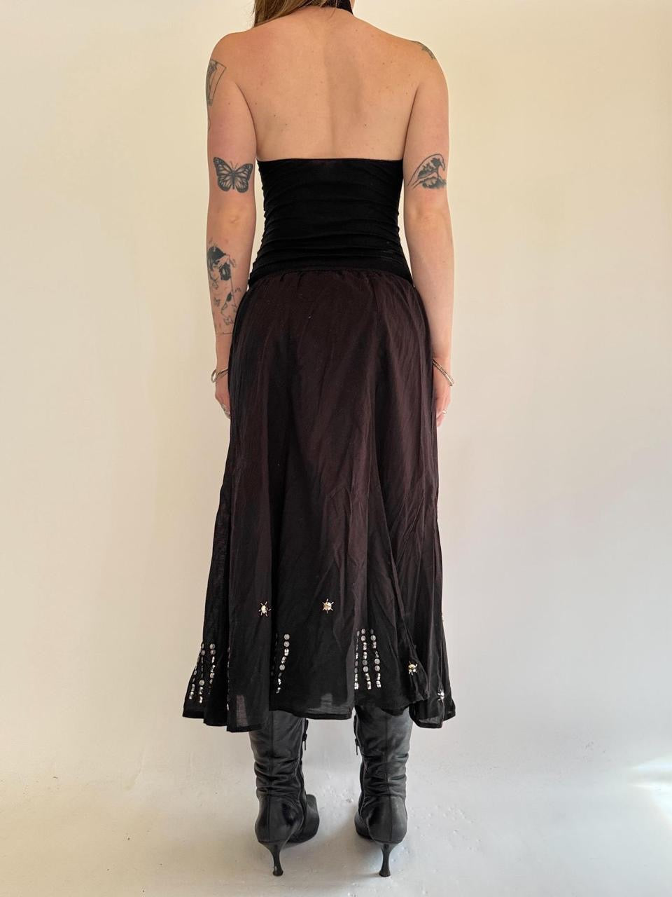 vintage studded midi skirt