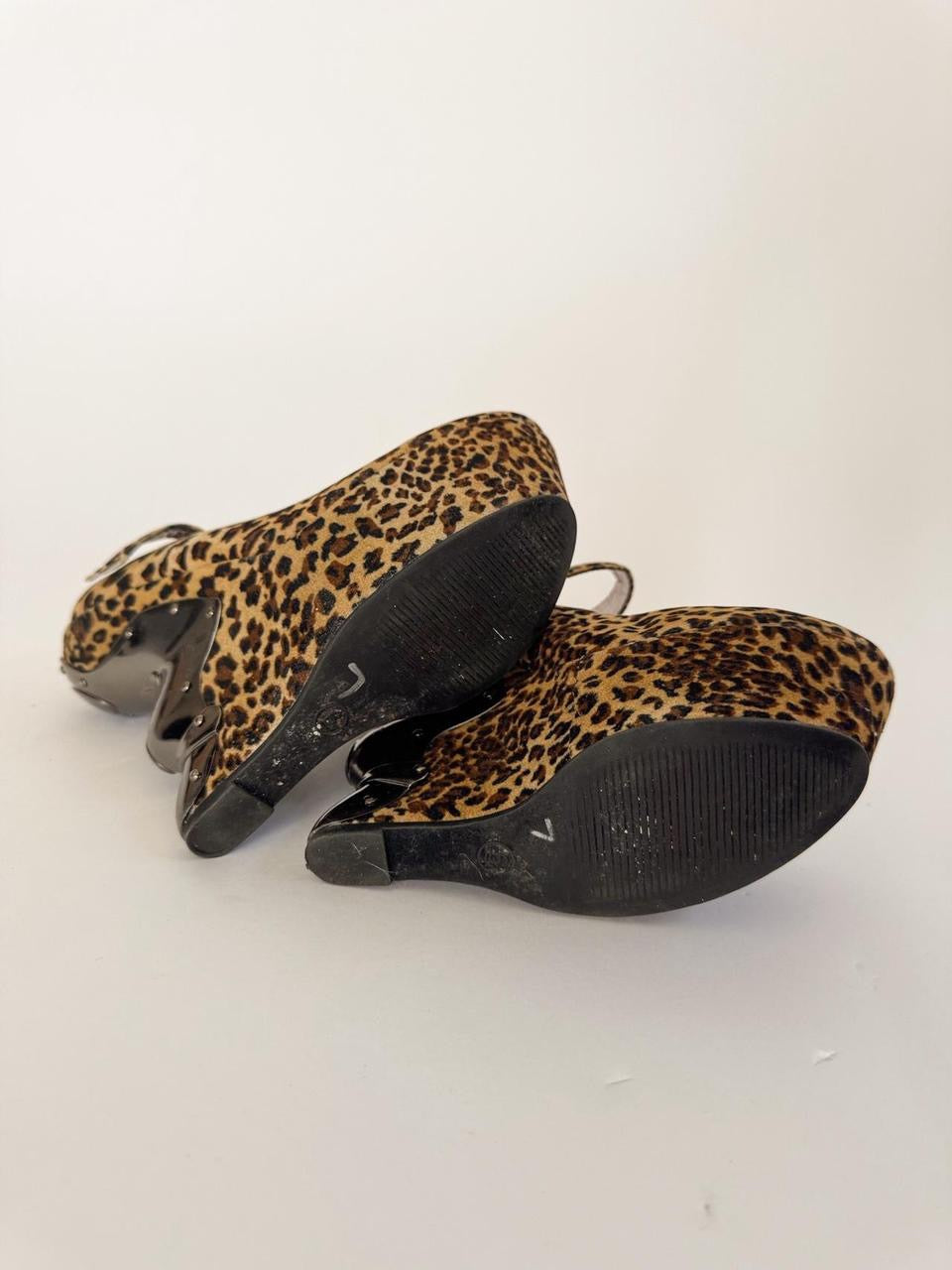 vintage cheetah chrome wedges
