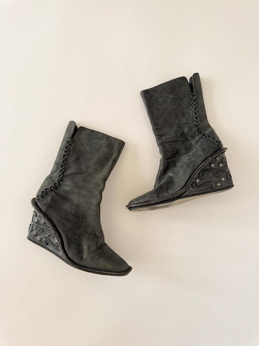 vintage diesel studded wedge boots