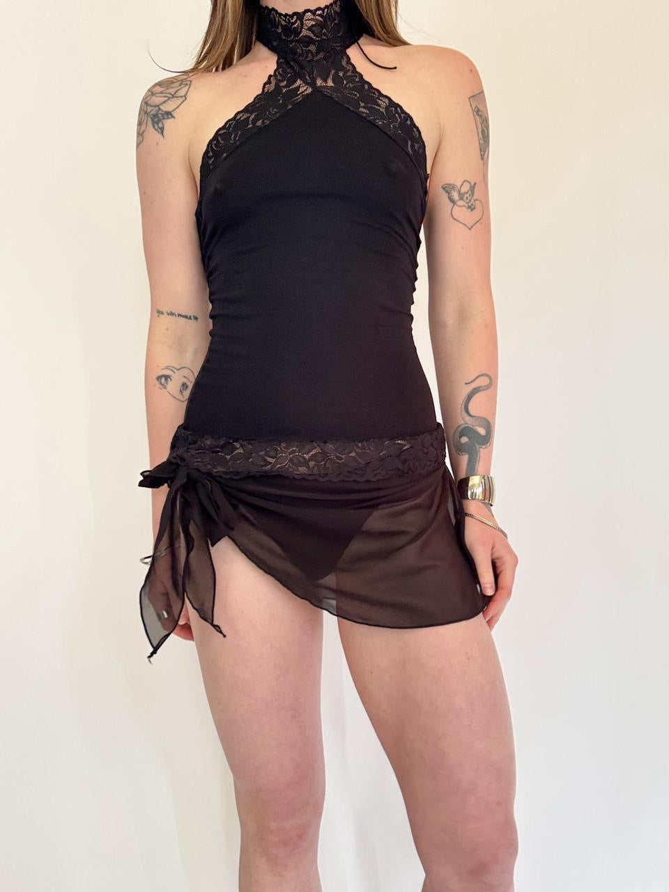 vintage sheer mesh mini skirt