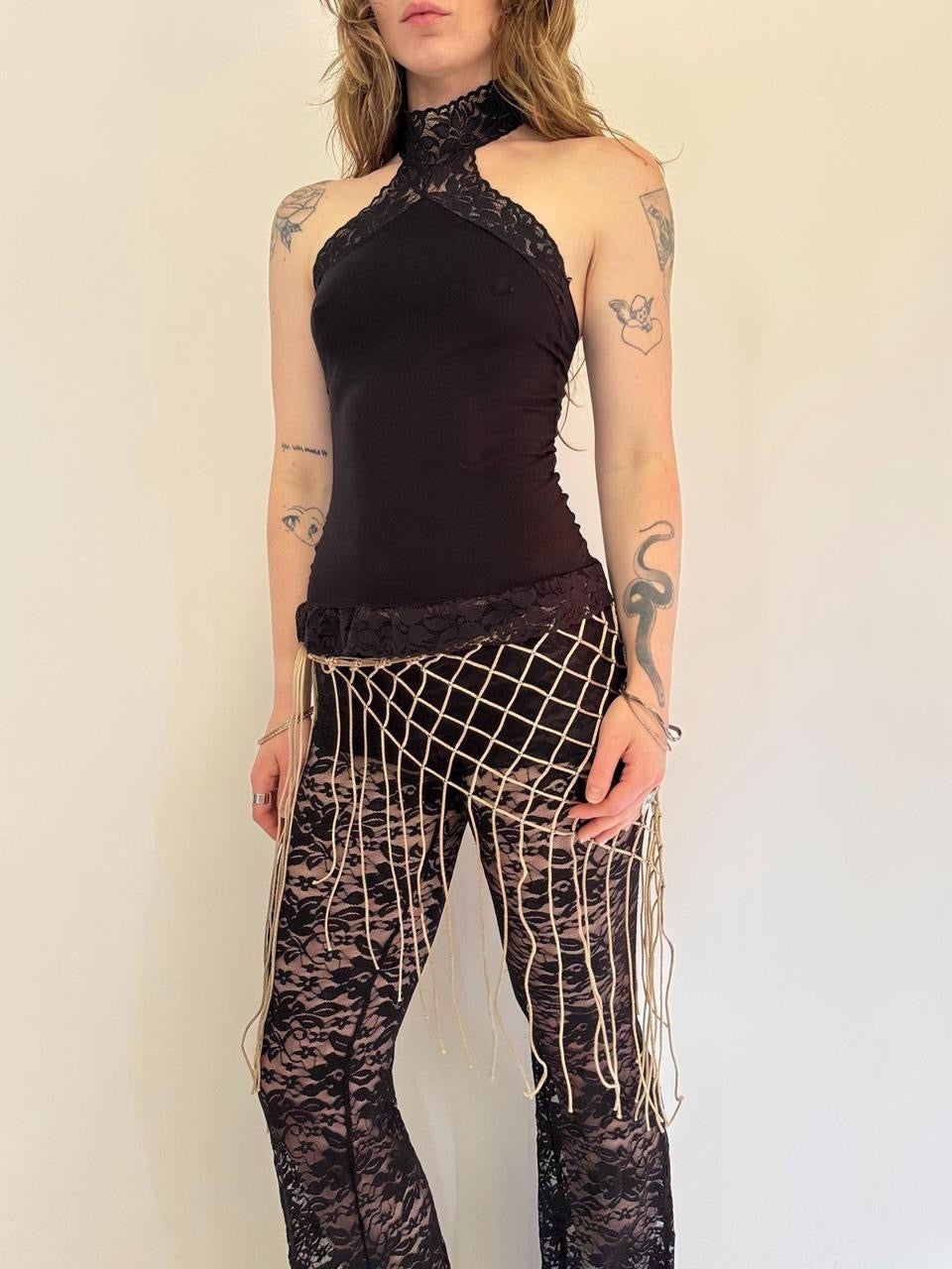 vintage fringe wrap skirt belt