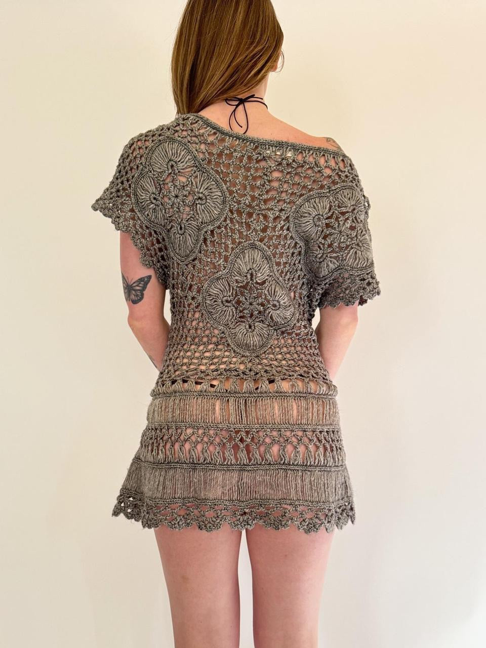 vintage mini crochet dress