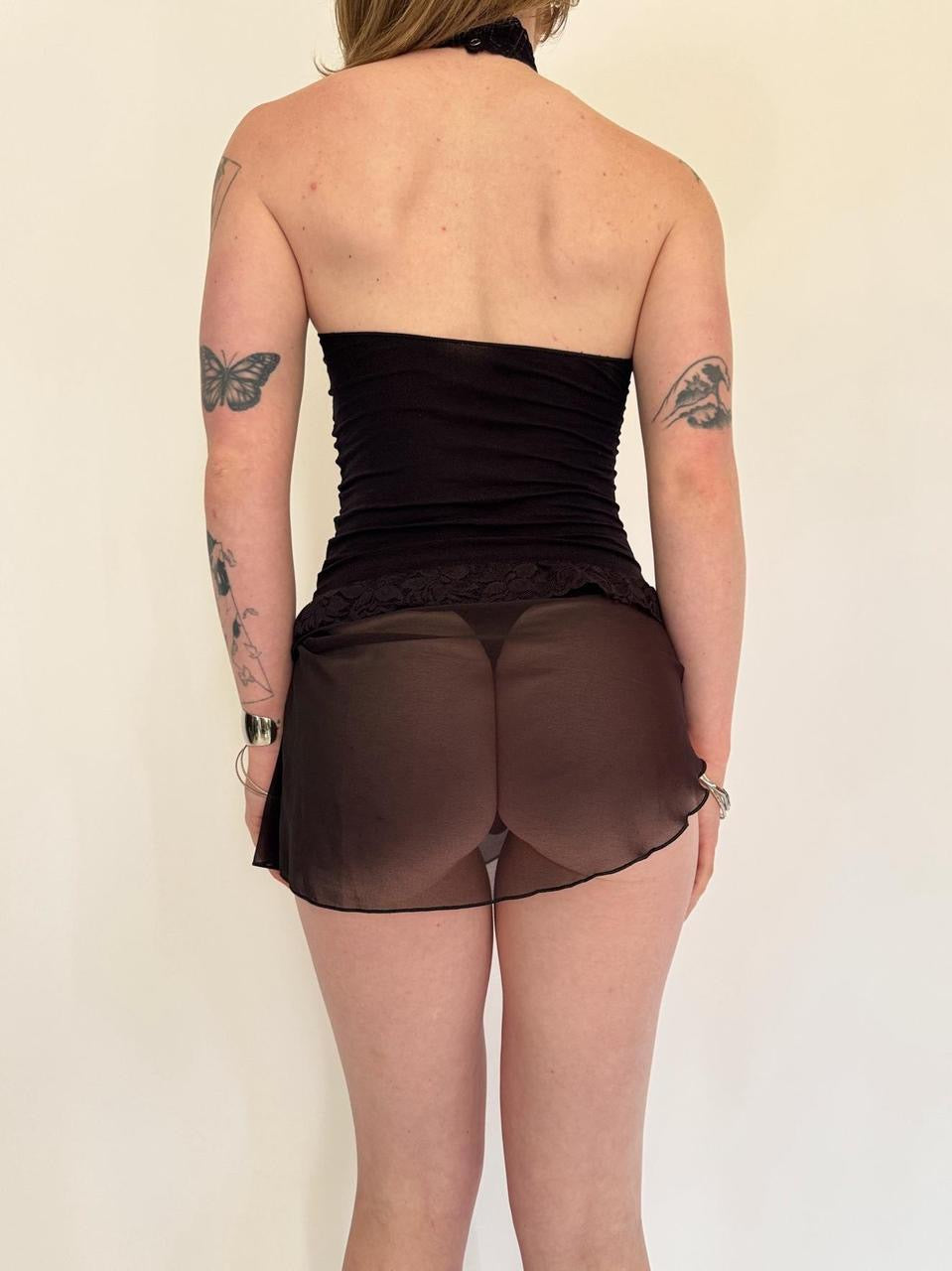 vintage sheer mesh mini skirt