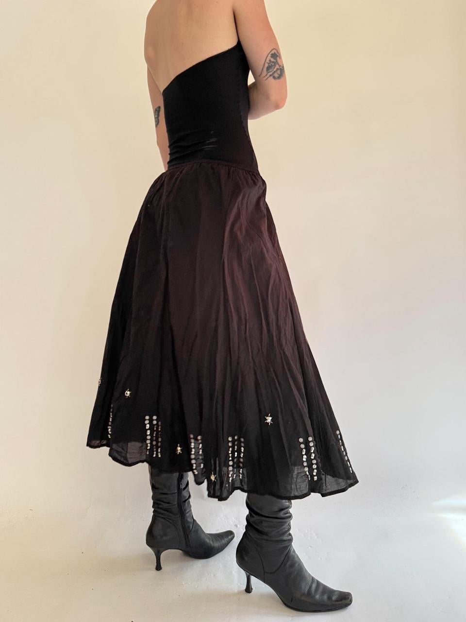 vintage studded midi skirt