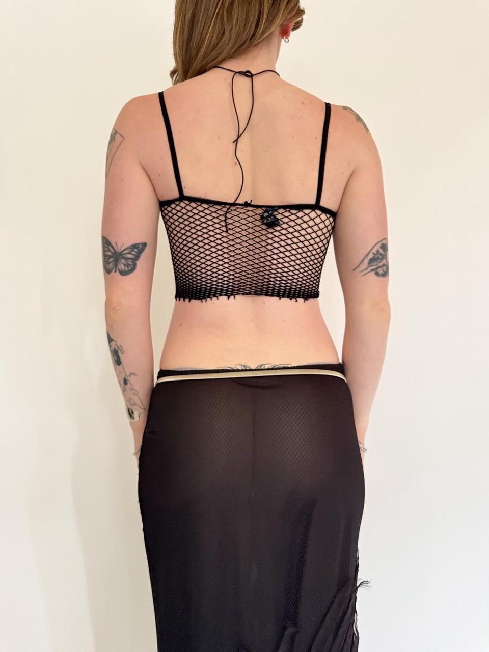 vintage fishnet cropped cami