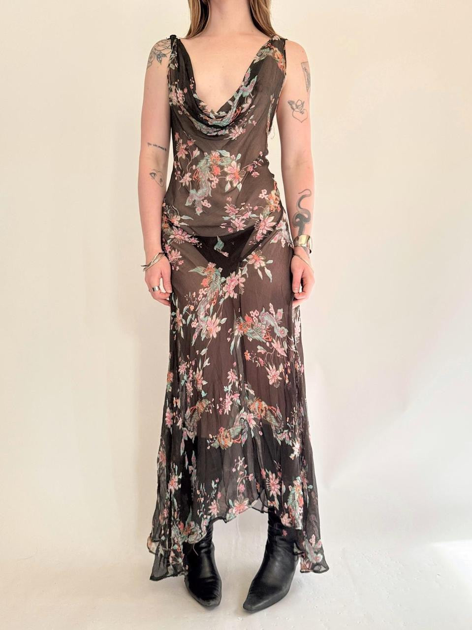 vintage silk beaded maxi dress