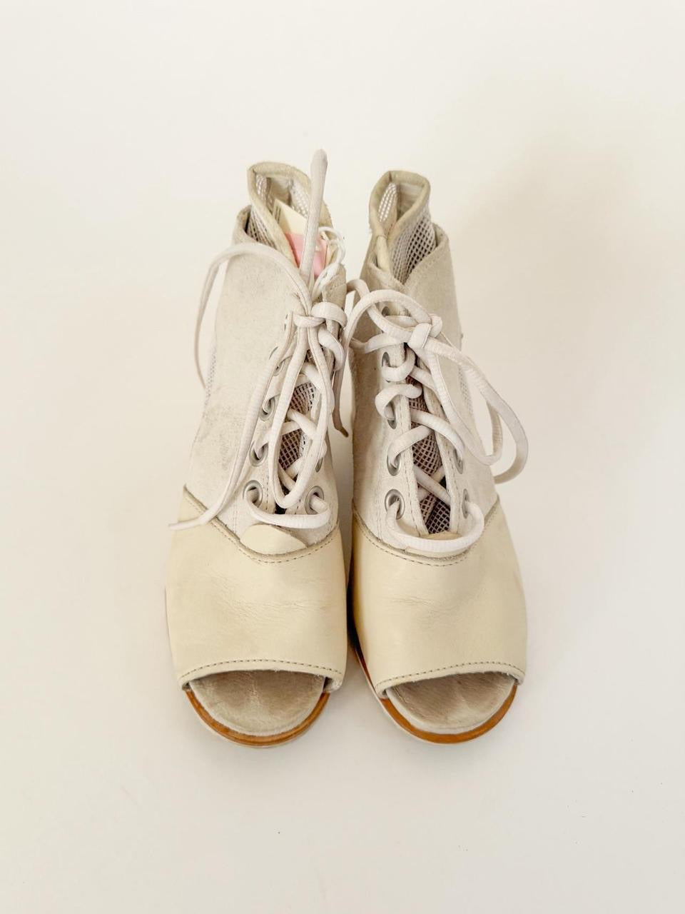 vintage leather wedge boots