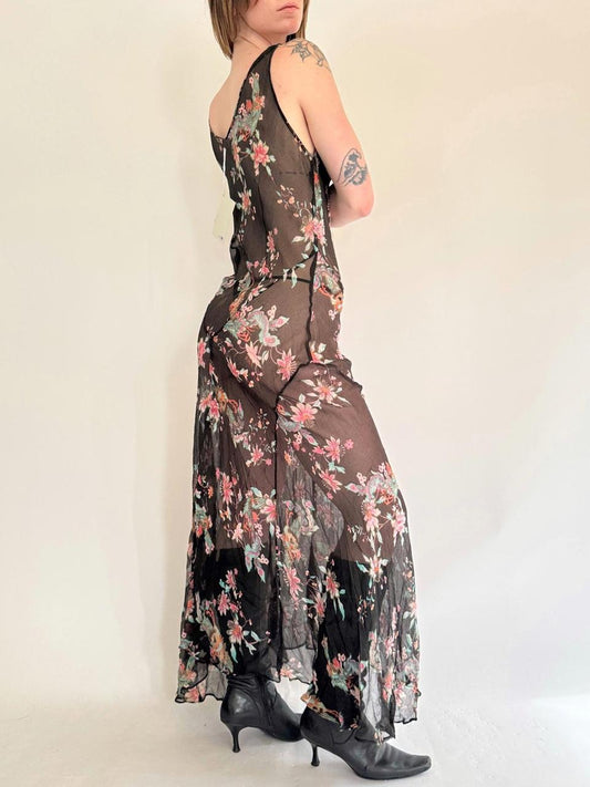 vintage silk beaded maxi dress