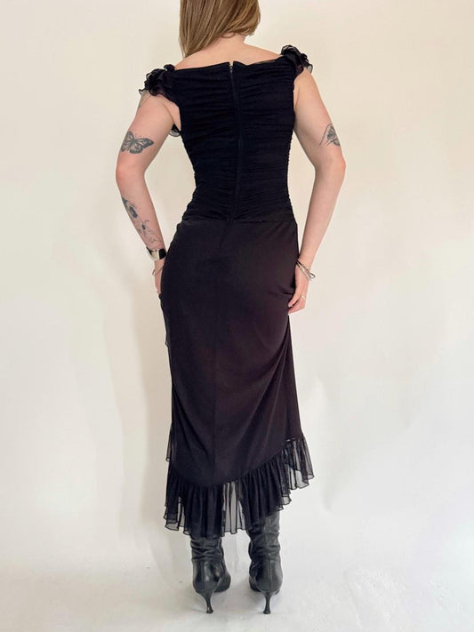 vintage 90s ruffled maxi dress